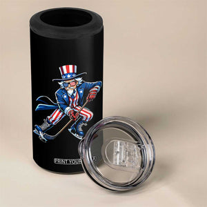 Uncle Sam Playing Hockey Patriotic Graphic 4 in 1 Can Cooler Tumbler Funny USA Ice Hockey American Pride TS02 Print Your Wear