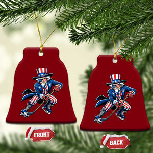 Uncle Sam Playing Hockey Patriotic Graphic Ceramic Ornament Funny USA Ice Hockey American Pride TS02 Print Your Wear
