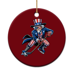Uncle Sam Playing Hockey Patriotic Graphic Ceramic Ornament Funny USA Ice Hockey American Pride TS02 1pc Red Print Your Wear