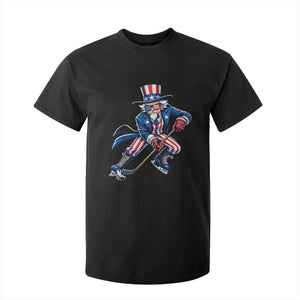 Uncle Sam Playing Hockey Patriotic Graphic T Shirt For Kid Funny USA Ice Hockey American Pride TS02 Black Print Your Wear