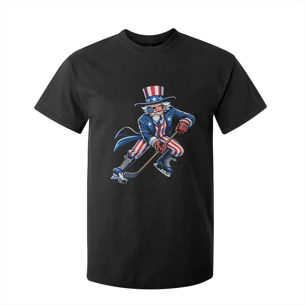 Uncle Sam Playing Hockey Patriotic Graphic T Shirt For Kid Funny USA Ice Hockey American Pride TS02 Black Print Your Wear