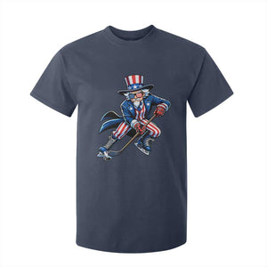 Uncle Sam Playing Hockey Patriotic Graphic T Shirt For Kid Funny USA Ice Hockey American Pride TS02 Navy Print Your Wear