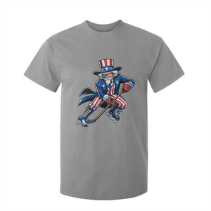 Uncle Sam Playing Hockey Patriotic Graphic T Shirt For Kid Funny USA Ice Hockey American Pride TS02 Sport Gray Print Your Wear