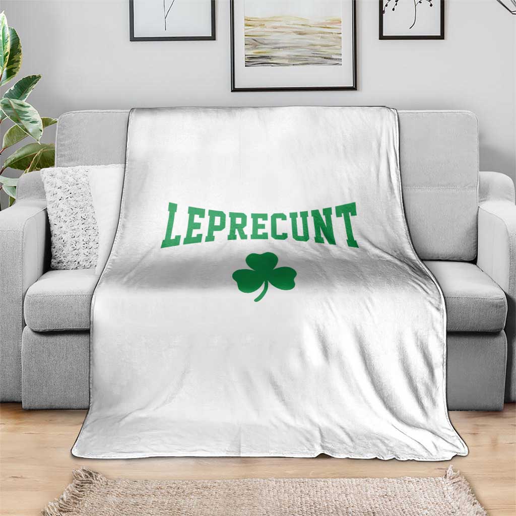 Leprecunt Bold Shamrock Graphic Throw Blanket Funny Irish St Patricks Day Party Adult Humor TS02 Print Your Wear