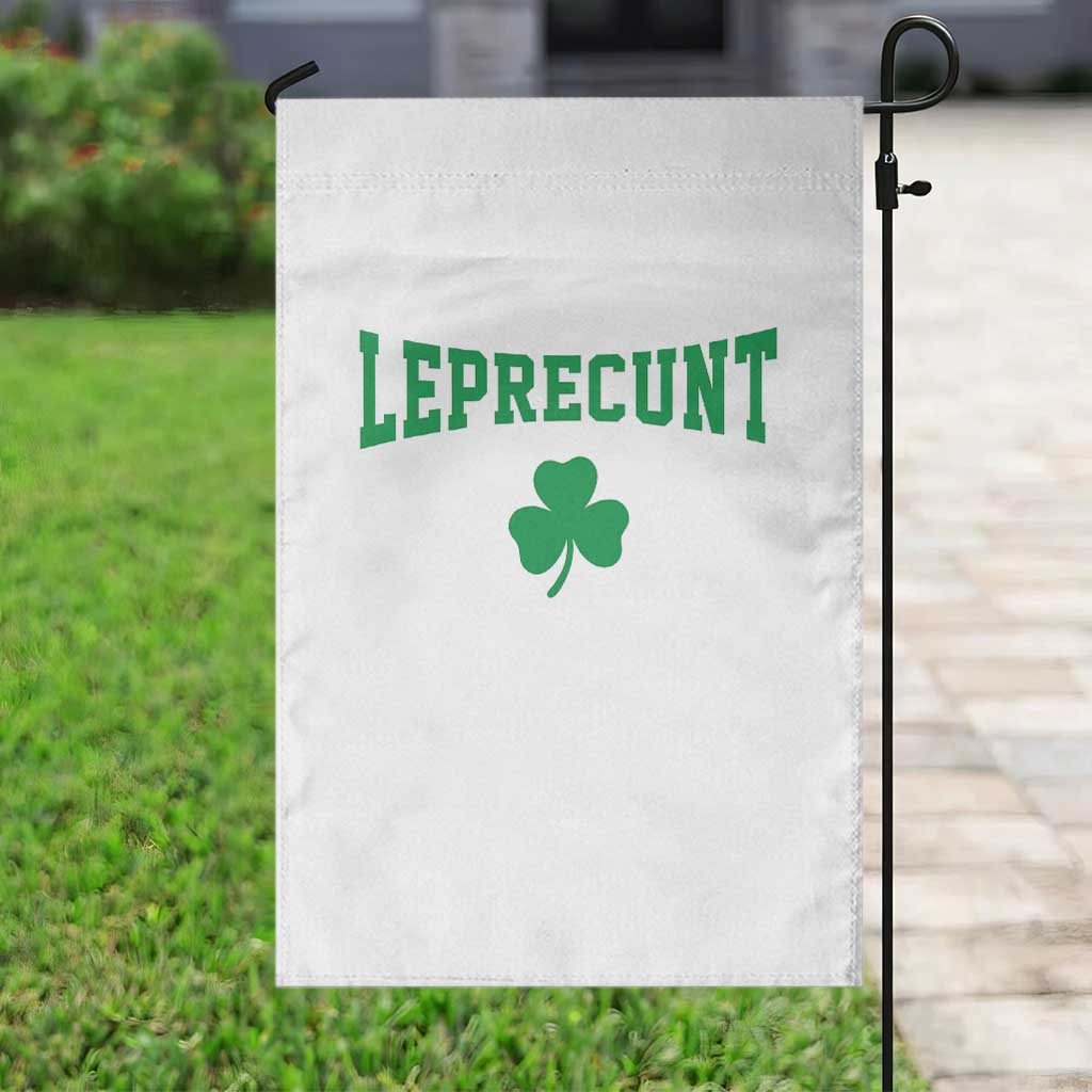 Leprecunt Bold Shamrock Graphic Garden Flag Funny Irish St Patricks Day Party Adult Humor TS02 Print Your Wear