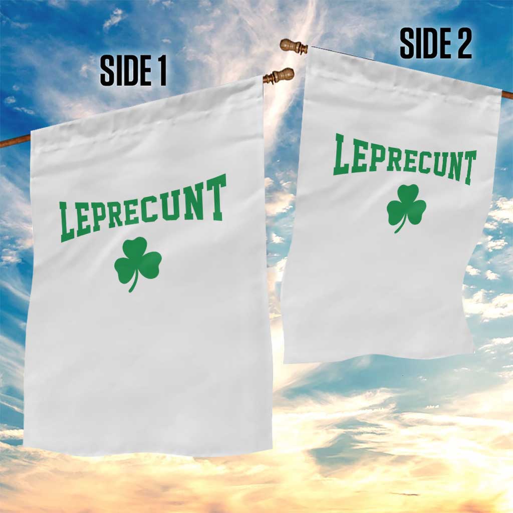 Leprecunt Bold Shamrock Graphic Garden Flag Funny Irish St Patricks Day Party Adult Humor TS02 Print Your Wear