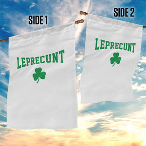 Leprecunt Bold Shamrock Graphic Garden Flag Funny Irish St Patricks Day Party Adult Humor TS02 Print Your Wear