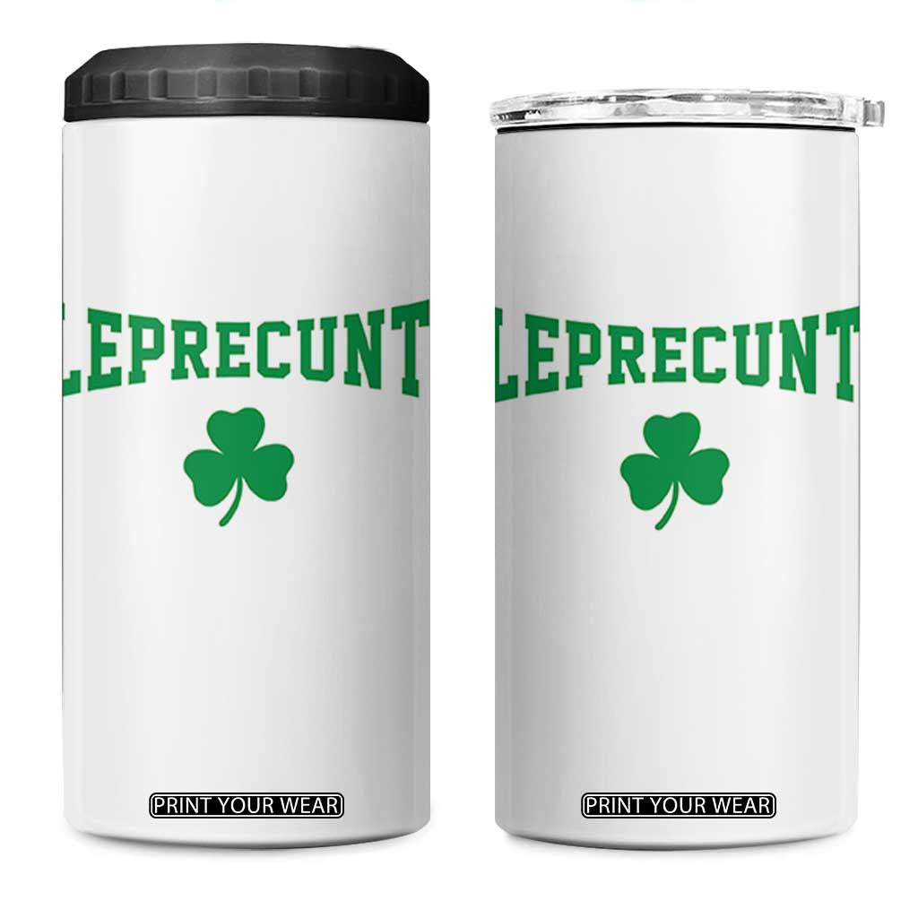 Leprecunt Bold Shamrock Graphic 4 in 1 Can Cooler Tumbler Funny Irish St Patricks Day Party Adult Humor TS02 One Size: 16 oz White Print Your Wear