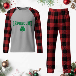 Leprecunt Bold Shamrock Graphic Plaid Pajama Set Funny Irish St Patricks Day Party Adult Humor TS02 Buffalo Plaid Print Your Wear