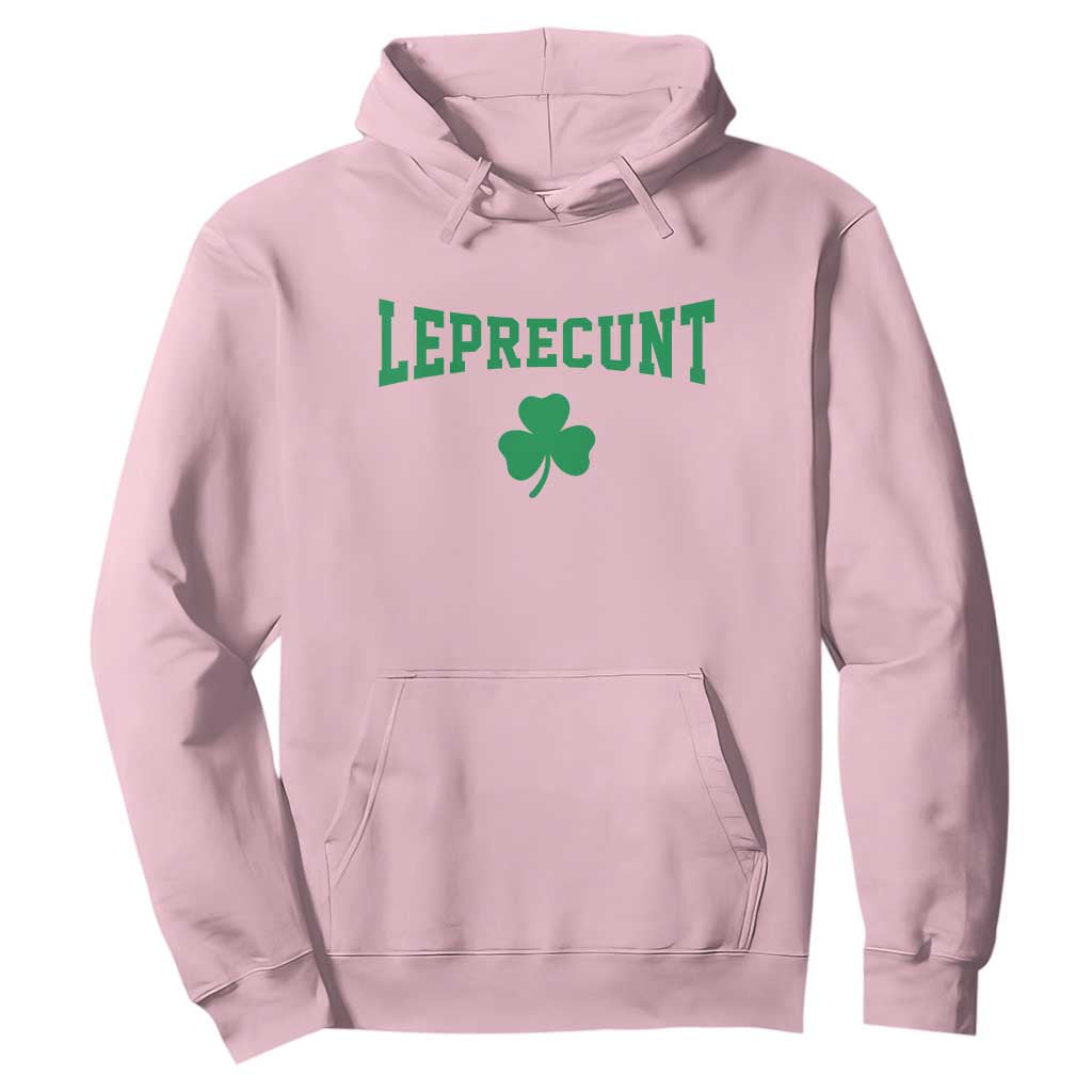 Leprecunt Bold Shamrock Graphic Hoodie Funny Irish St Patricks Day Party Adult Humor TS02 Light Pink Print Your Wear
