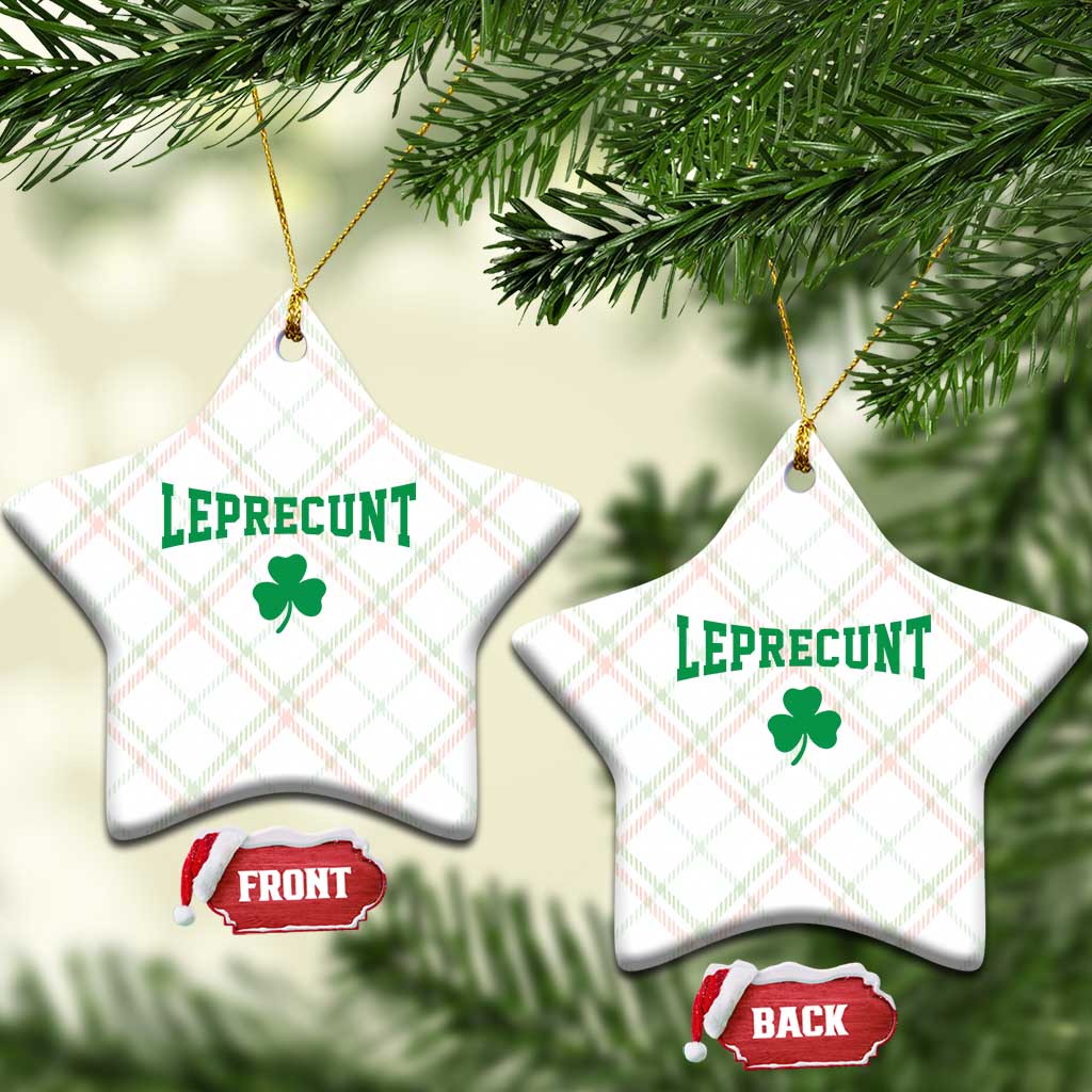 Leprecunt Bold Shamrock Graphic Ceramic Ornament Funny Irish St Patricks Day Party Adult Humor TS02 Print Your Wear