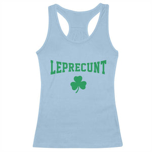 Leprecunt Bold Shamrock Graphic Racerback Tank Top Funny Irish St Patricks Day Party Adult Humor TS02 Light Blue Print Your Wear