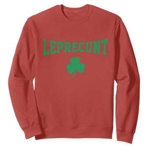 Leprecunt Bold Shamrock Graphic Sweatshirt Funny Irish St Patricks Day Party Adult Humor TS02 Red Print Your Wear