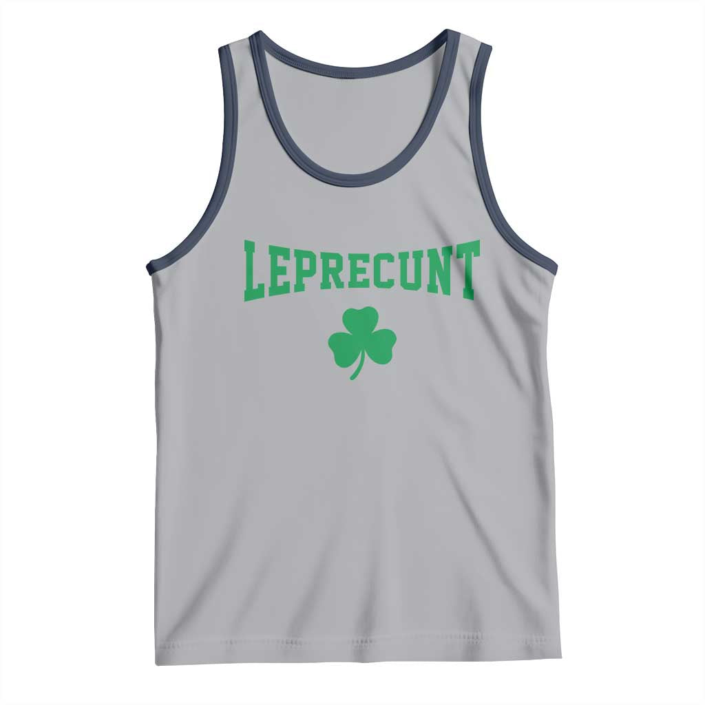 Leprecunt Bold Shamrock Graphic Tank Top Funny Irish St Patricks Day Party Adult Humor TS02 Athletic Heather Navy Print Your Wear