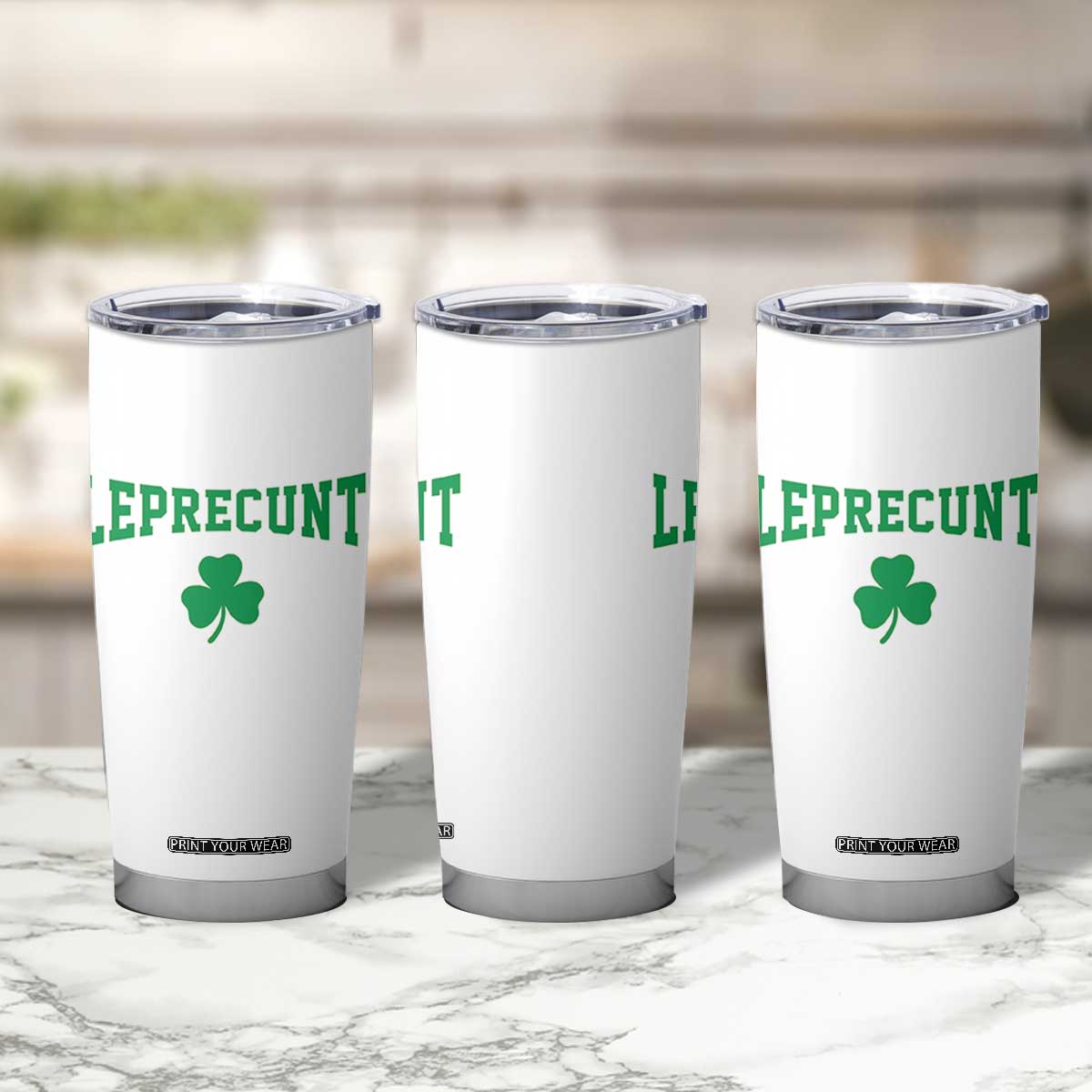 Leprecunt Bold Shamrock Graphic Tumbler Cup Funny Irish St Patricks Day Party Adult Humor TS02 Print Your Wear