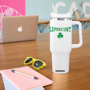 Leprecunt Bold Shamrock Graphic Tumbler With Handle Funny Irish St Patricks Day Party Adult Humor TS02 Print Your Wear