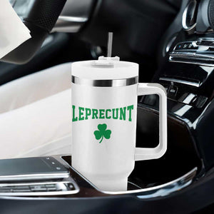 Leprecunt Bold Shamrock Graphic Tumbler With Handle Funny Irish St Patricks Day Party Adult Humor TS02 Print Your Wear
