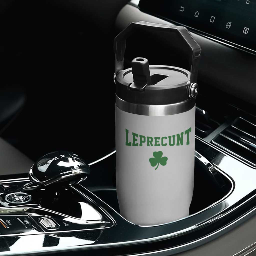 Leprecunt Bold Shamrock Graphic Flip Straw Tumbler Funny Irish St Patricks Day Party Adult Humor TS02 Print Your Wear