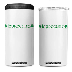 Leprecunt Celtic Style Shamrock Graphic 4 in 1 Can Cooler Tumbler Edgy Irish Adult Humor for St Patricks Day TS02 One Size: 16 oz White Print Your Wear