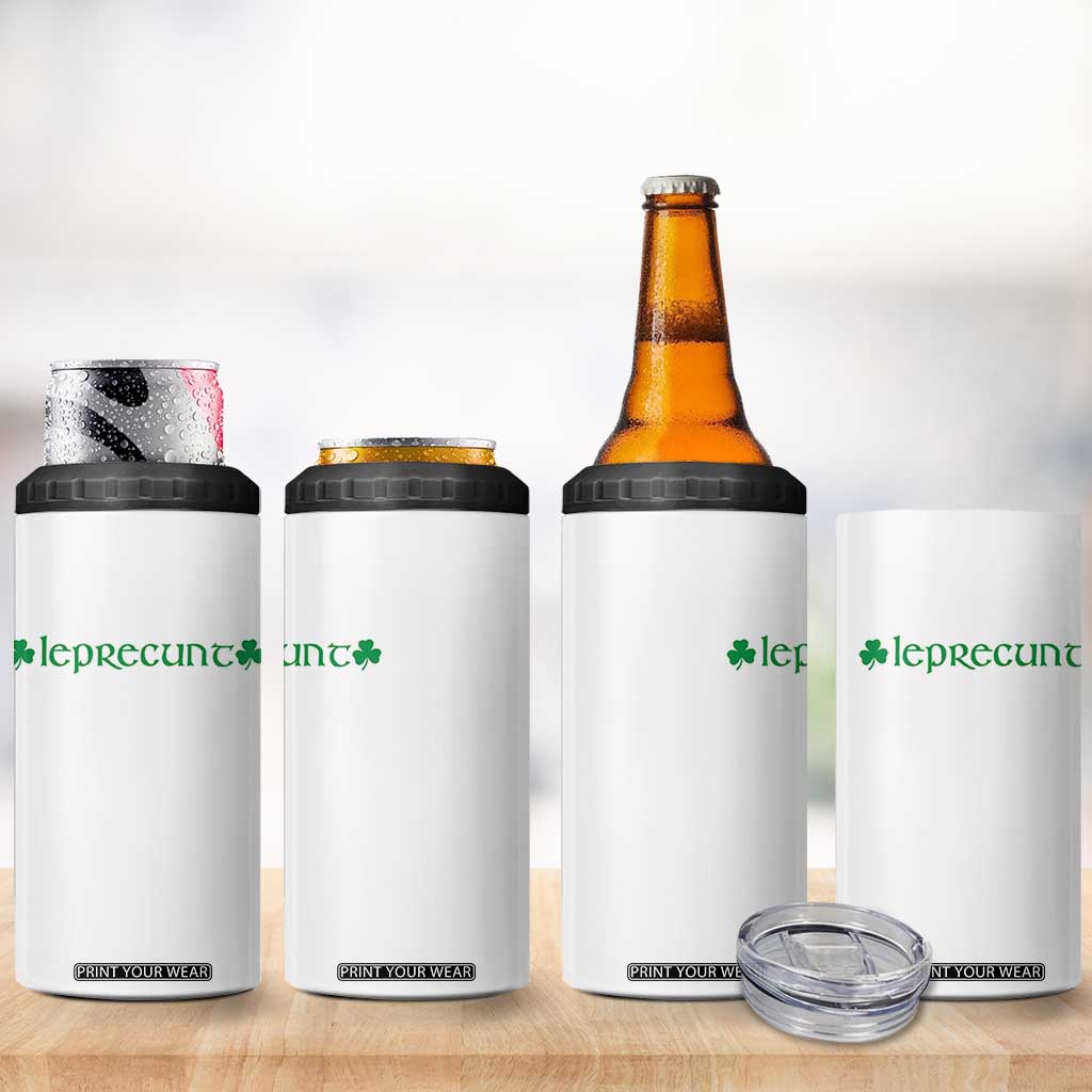 Leprecunt Celtic Style Shamrock Graphic 4 in 1 Can Cooler Tumbler Edgy Irish Adult Humor for St Patricks Day TS02 Print Your Wear