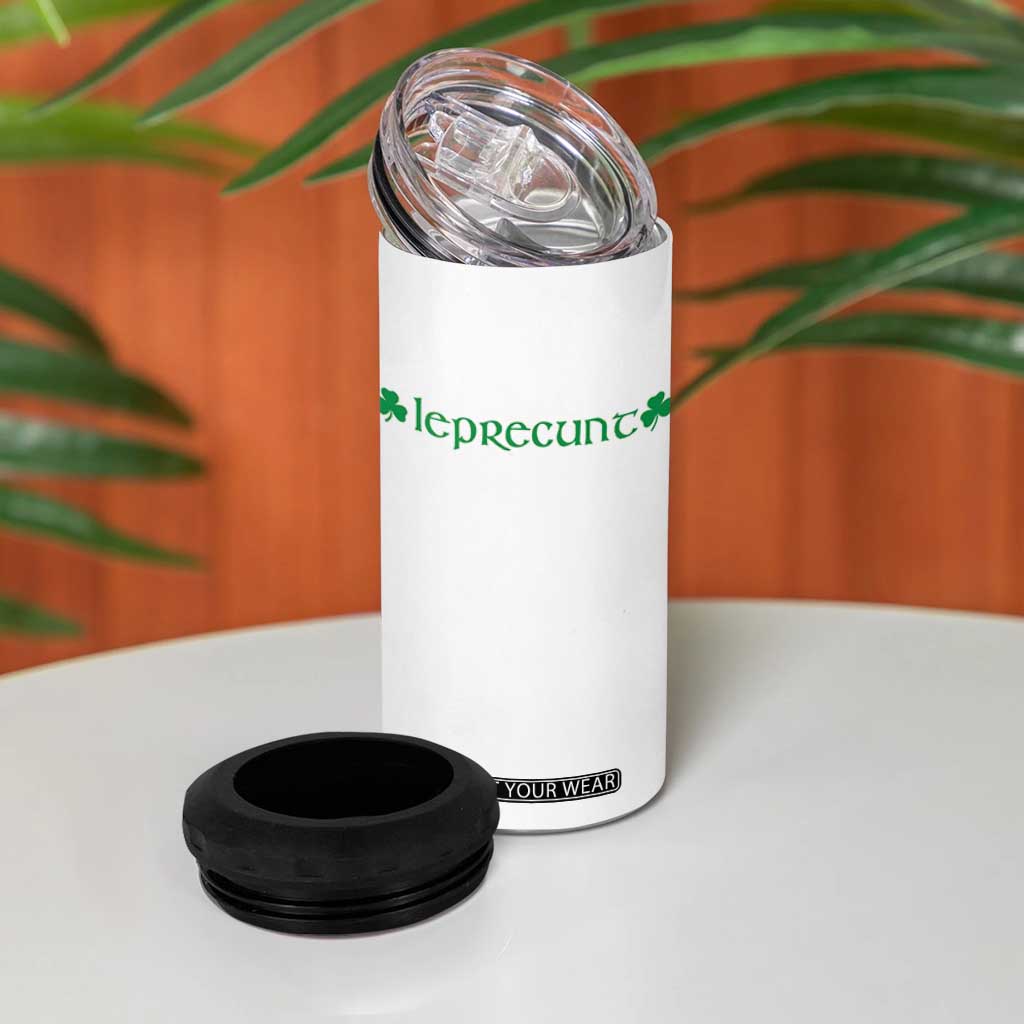 Leprecunt Celtic Style Shamrock Graphic 4 in 1 Can Cooler Tumbler Edgy Irish Adult Humor for St Patricks Day TS02 Print Your Wear