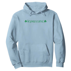Leprecunt Celtic Style Shamrock Graphic Hoodie Edgy Irish Adult Humor for St Patricks Day TS02 Light Blue Print Your Wear