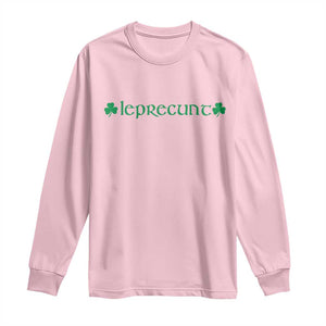 Leprecunt Celtic Style Shamrock Graphic Long Sleeve Shirt Edgy Irish Adult Humor for St Patricks Day TS02 Light Pink Print Your Wear