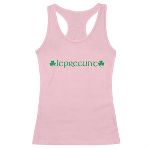 Leprecunt Celtic Style Shamrock Graphic Racerback Tank Top Edgy Irish Adult Humor for St Patricks Day TS02 Light Pink Print Your Wear