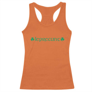 Leprecunt Celtic Style Shamrock Graphic Racerback Tank Top Edgy Irish Adult Humor for St Patricks Day TS02 Orange Print Your Wear