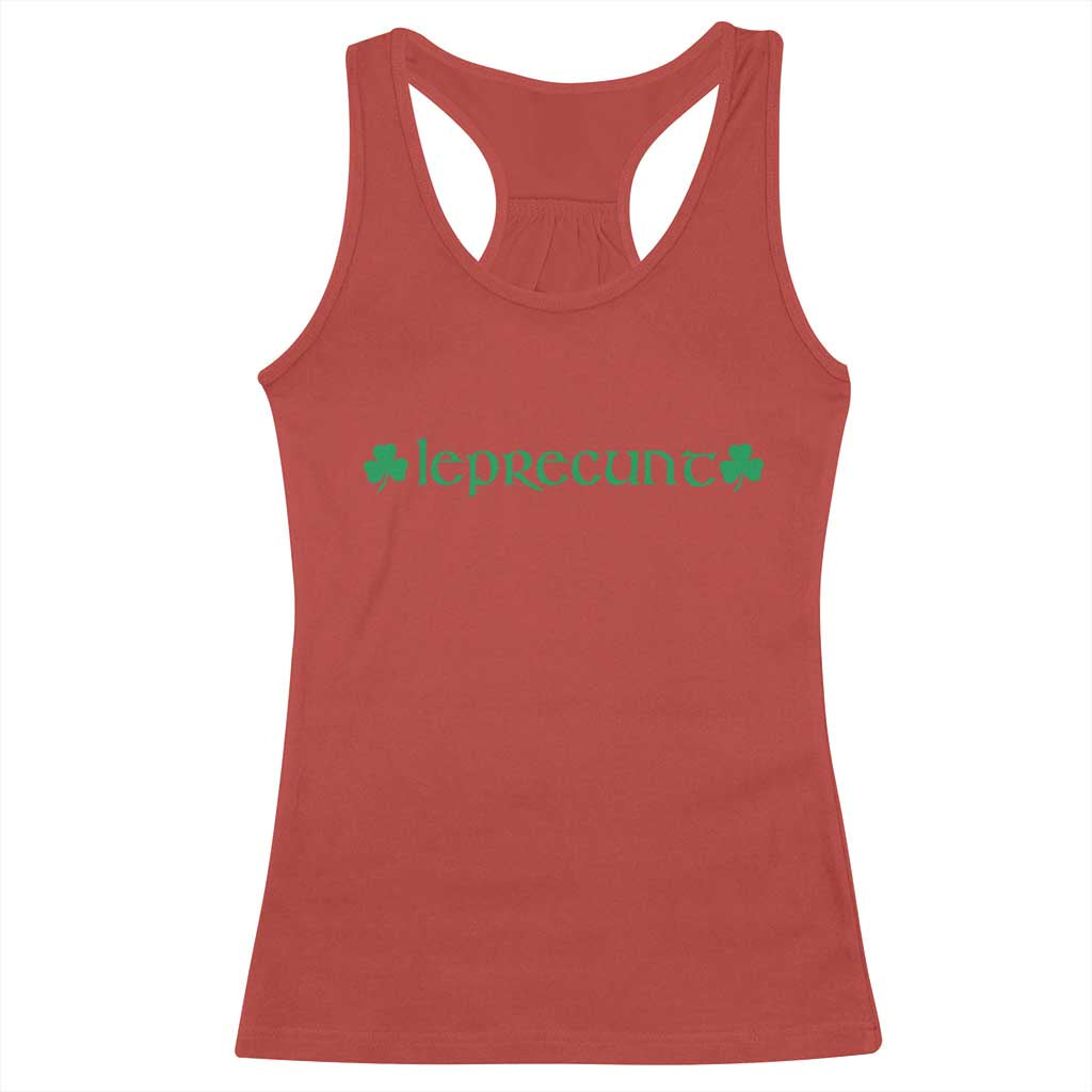 Leprecunt Celtic Style Shamrock Graphic Racerback Tank Top Edgy Irish Adult Humor for St Patricks Day TS02 Red Print Your Wear