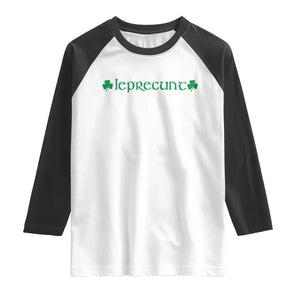 Leprecunt Celtic Style Shamrock Graphic Raglan Shirt Edgy Irish Adult Humor for St Patricks Day TS02 White Black Print Your Wear
