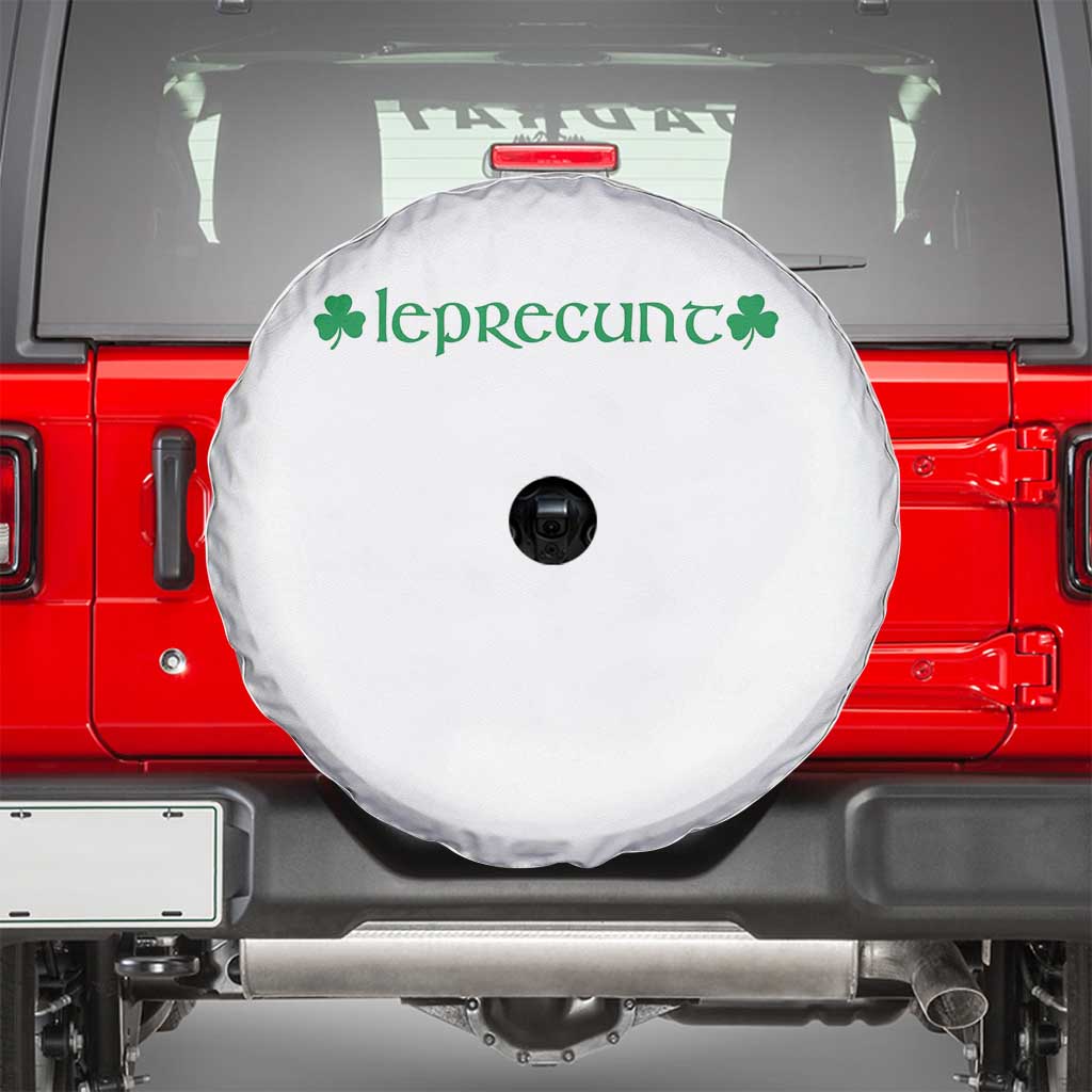 Leprecunt Celtic Style Shamrock Graphic Spare Tire Cover Edgy Irish Adult Humor for St Patricks Day TS02 White Print Your Wear