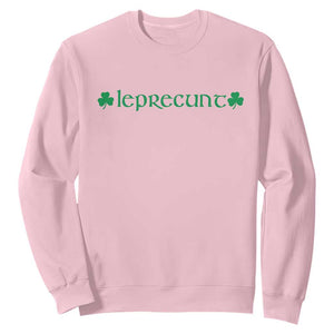 Leprecunt Celtic Style Shamrock Graphic Sweatshirt Edgy Irish Adult Humor for St Patricks Day TS02 Light Pink Print Your Wear