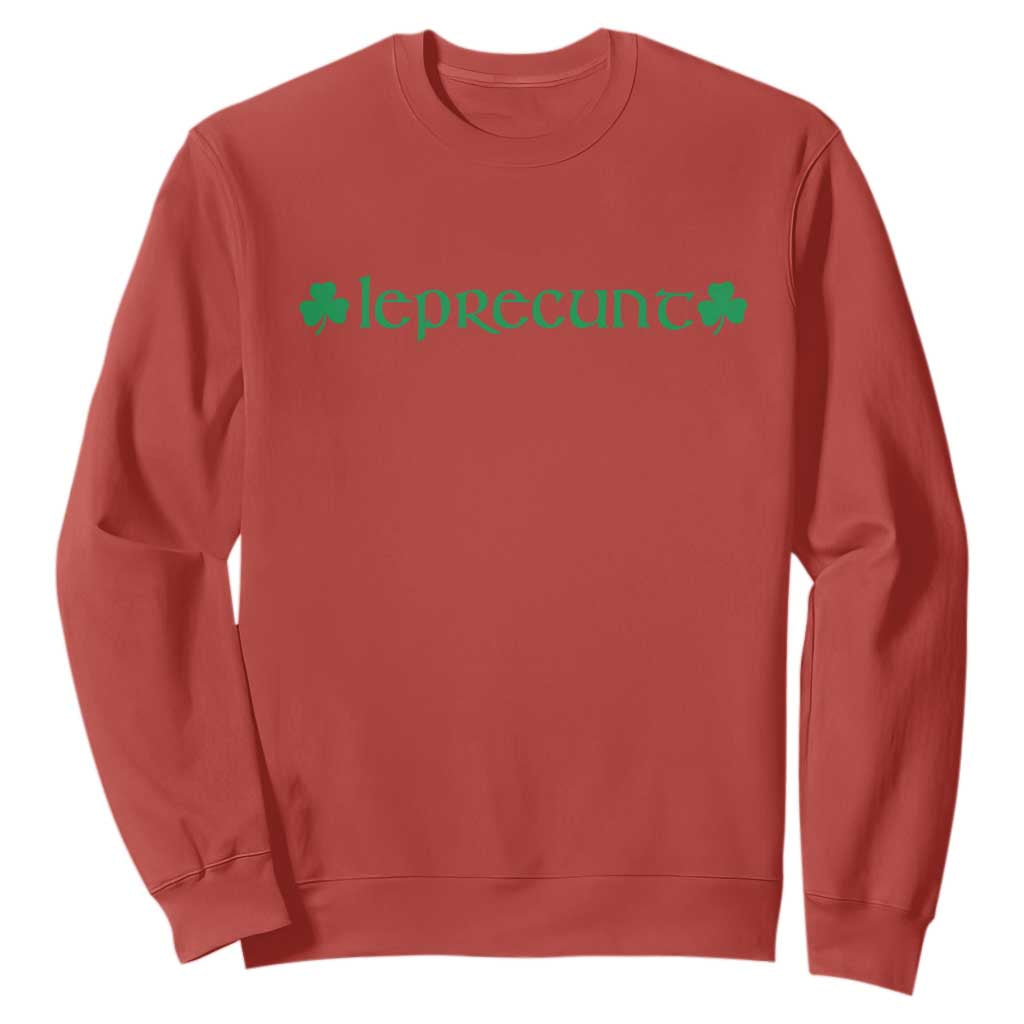 Leprecunt Celtic Style Shamrock Graphic Sweatshirt Edgy Irish Adult Humor for St Patricks Day TS02 Red Print Your Wear