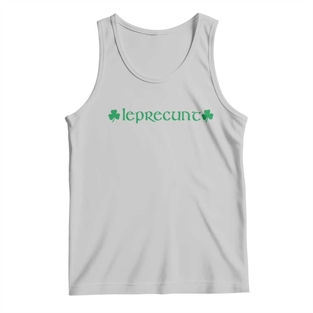Leprecunt Celtic Style Shamrock Graphic Tank Top Edgy Irish Adult Humor for St Patricks Day TS02 Ash Print Your Wear