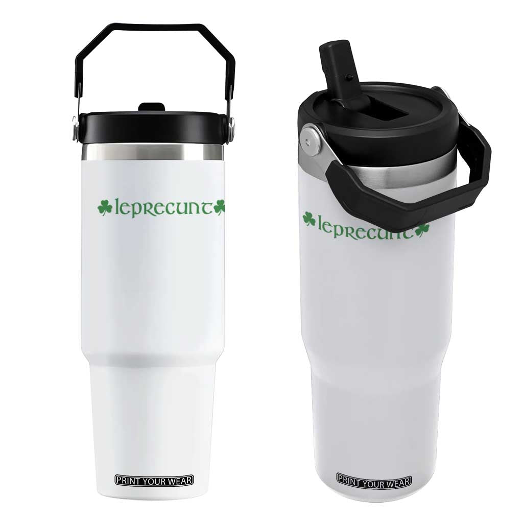 Leprecunt Celtic Style Shamrock Graphic Flip Straw Tumbler Edgy Irish Adult Humor for St Patricks Day TS02 One Size: 30 oz White Print Your Wear