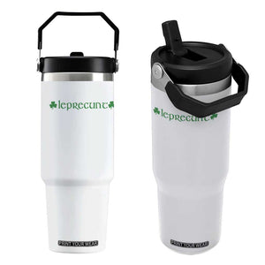 Leprecunt Celtic Style Shamrock Graphic Flip Straw Tumbler Edgy Irish Adult Humor for St Patricks Day TS02 One Size: 30 oz White Print Your Wear