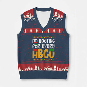 I’m Rooting for Every HBCU V-Neck Knit Sweater Vest Black Pride Support Alumni Students Culture Lovers TS02 Navy Red Print Your Wear