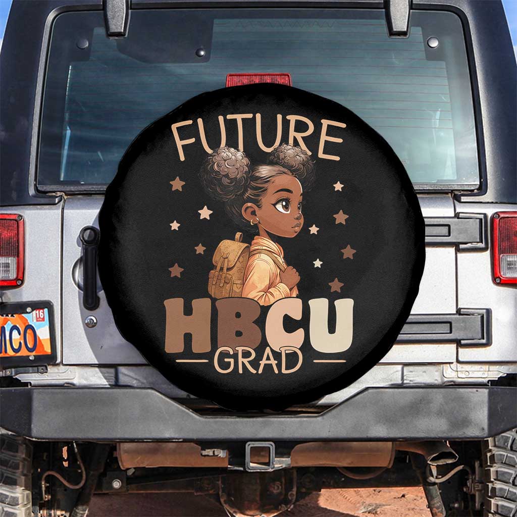 Future HBCU Grad Black Girl Spare Tire Cover College Bound Pride Black Excellence Supporters TS02 No hole Black Print Your Wear