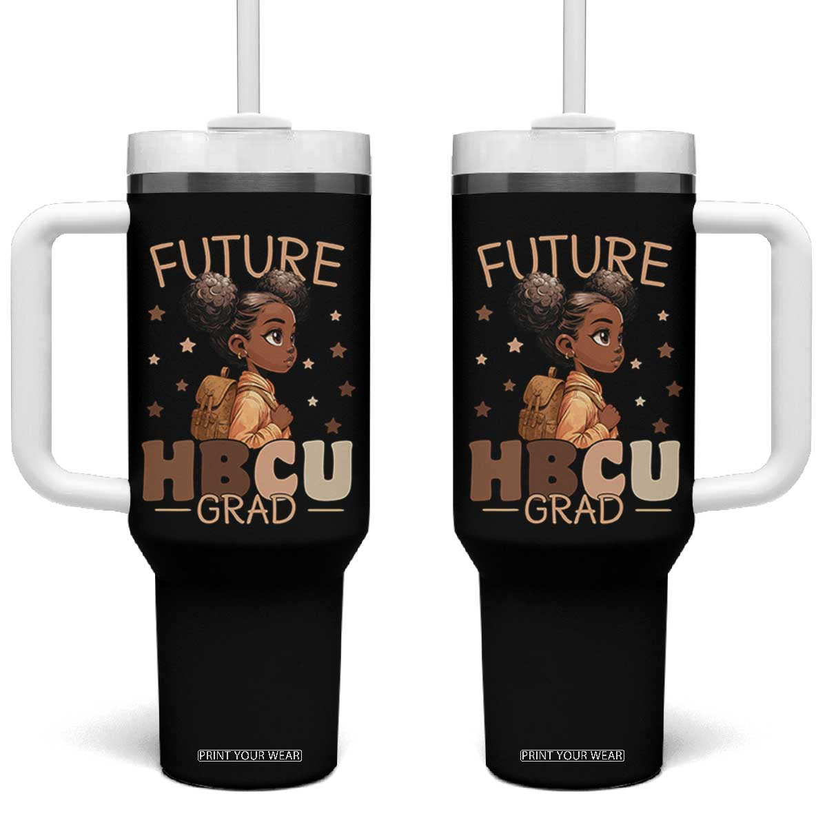 Future HBCU Grad Black Girl Tumbler With Handle College Bound Pride Black Excellence Supporters TS02 One Size: 40 oz Black Print Your Wear