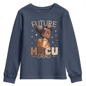 Future HBCU Grad Black Girl Youth Sweatshirt College Bound Pride Black Excellence Supporters TS02 Navy Print Your Wear