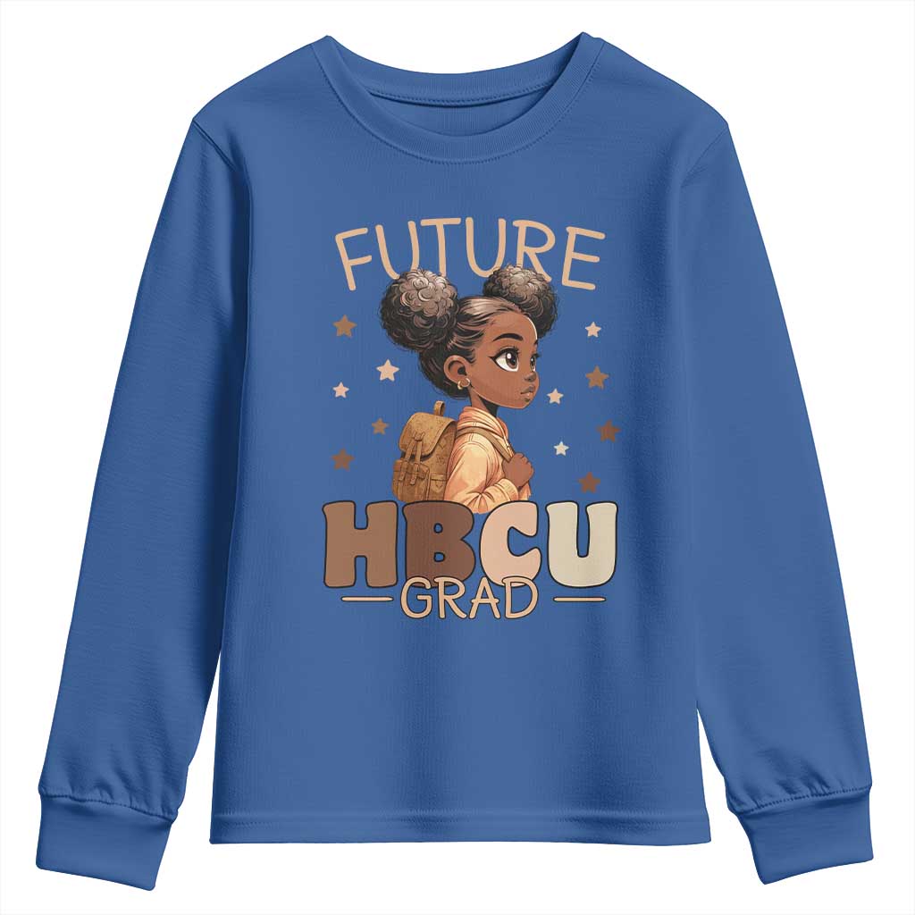 Future HBCU Grad Black Girl Youth Sweatshirt College Bound Pride Black Excellence Supporters TS02 Royal Blue Print Your Wear