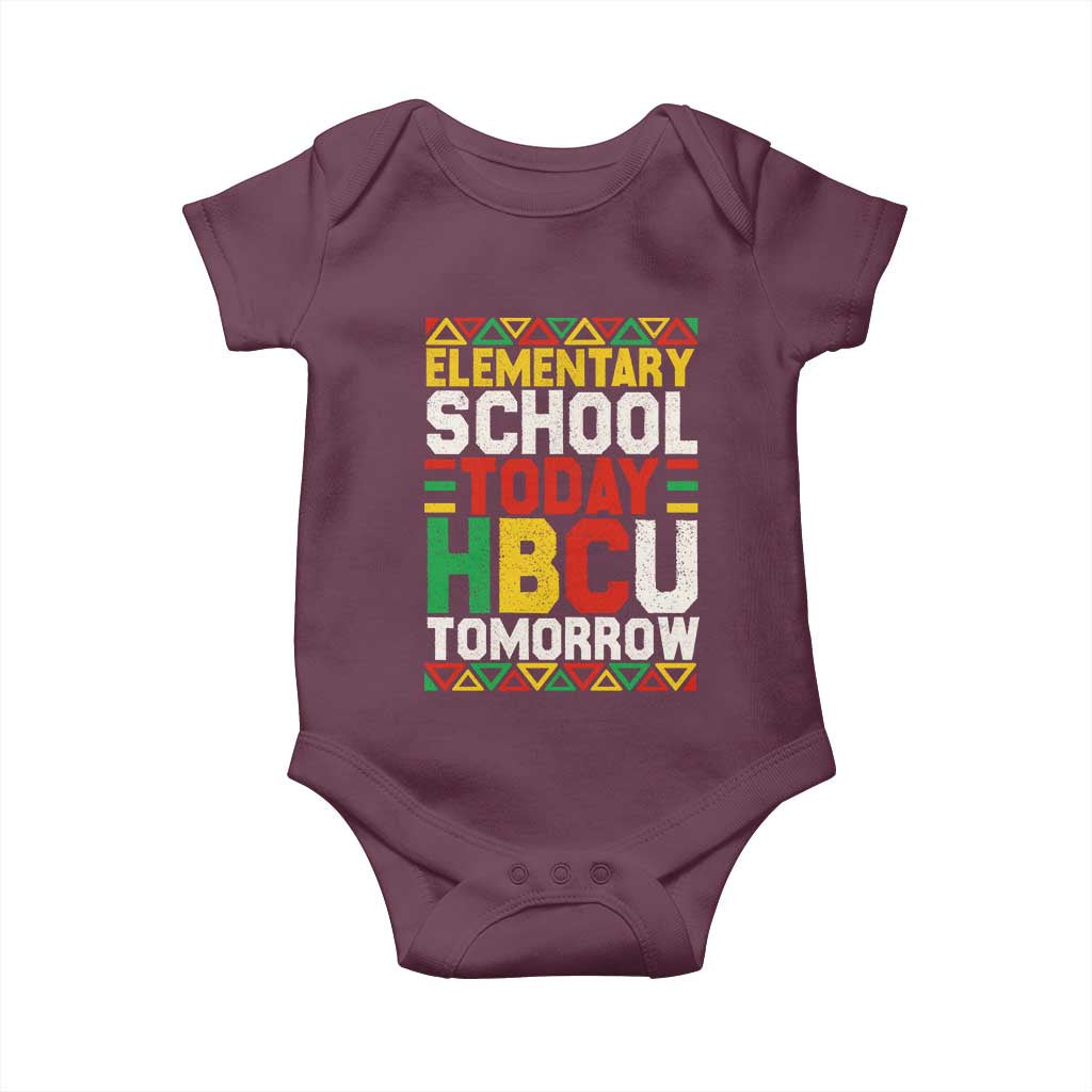 Elementary School Today HBCU Tomorrow Baby Onesie Black Pride College Bound Motivation TS02 Maroon Print Your Wear