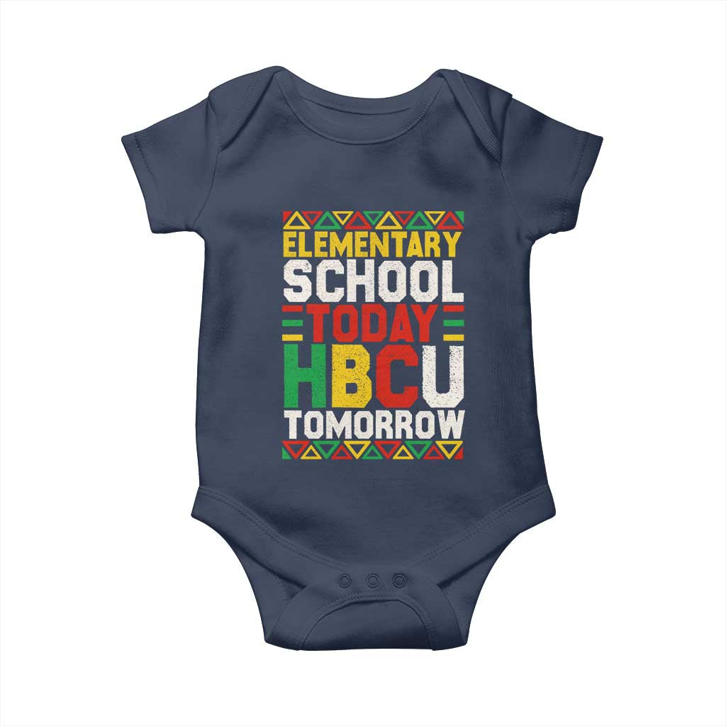 Elementary School Today HBCU Tomorrow Baby Onesie Black Pride College Bound Motivation TS02 Navy Print Your Wear