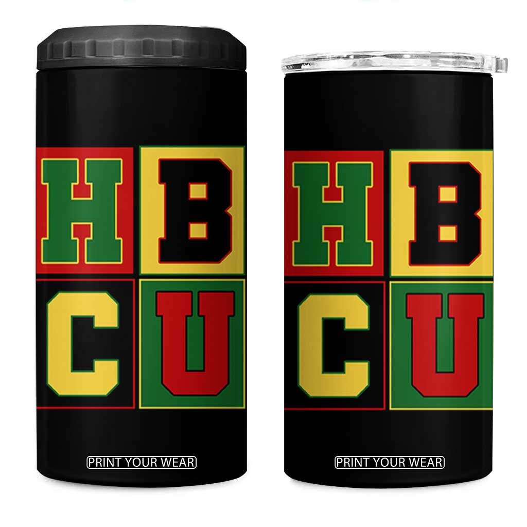 HBCU Block Letter Pride Graphic 4 in 1 Can Cooler Tumbler College Support Statement Black Excellence TS02 One Size: 16 oz Black Print Your Wear