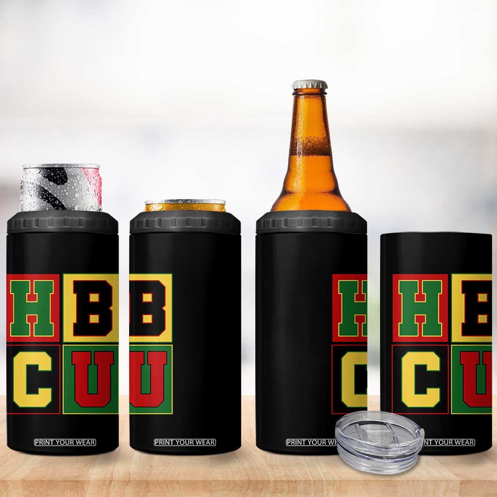 HBCU Block Letter Pride Graphic 4 in 1 Can Cooler Tumbler College Support Statement Black Excellence TS02 Print Your Wear