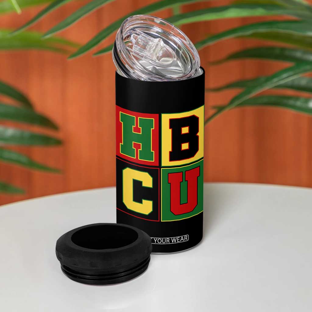 HBCU Block Letter Pride Graphic 4 in 1 Can Cooler Tumbler College Support Statement Black Excellence TS02 Print Your Wear
