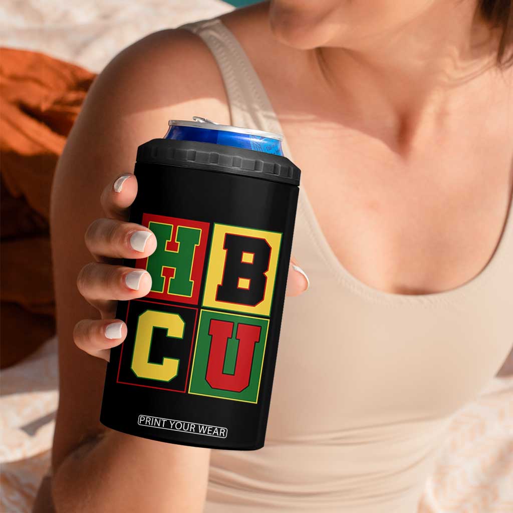 HBCU Block Letter Pride Graphic 4 in 1 Can Cooler Tumbler College Support Statement Black Excellence TS02 Print Your Wear