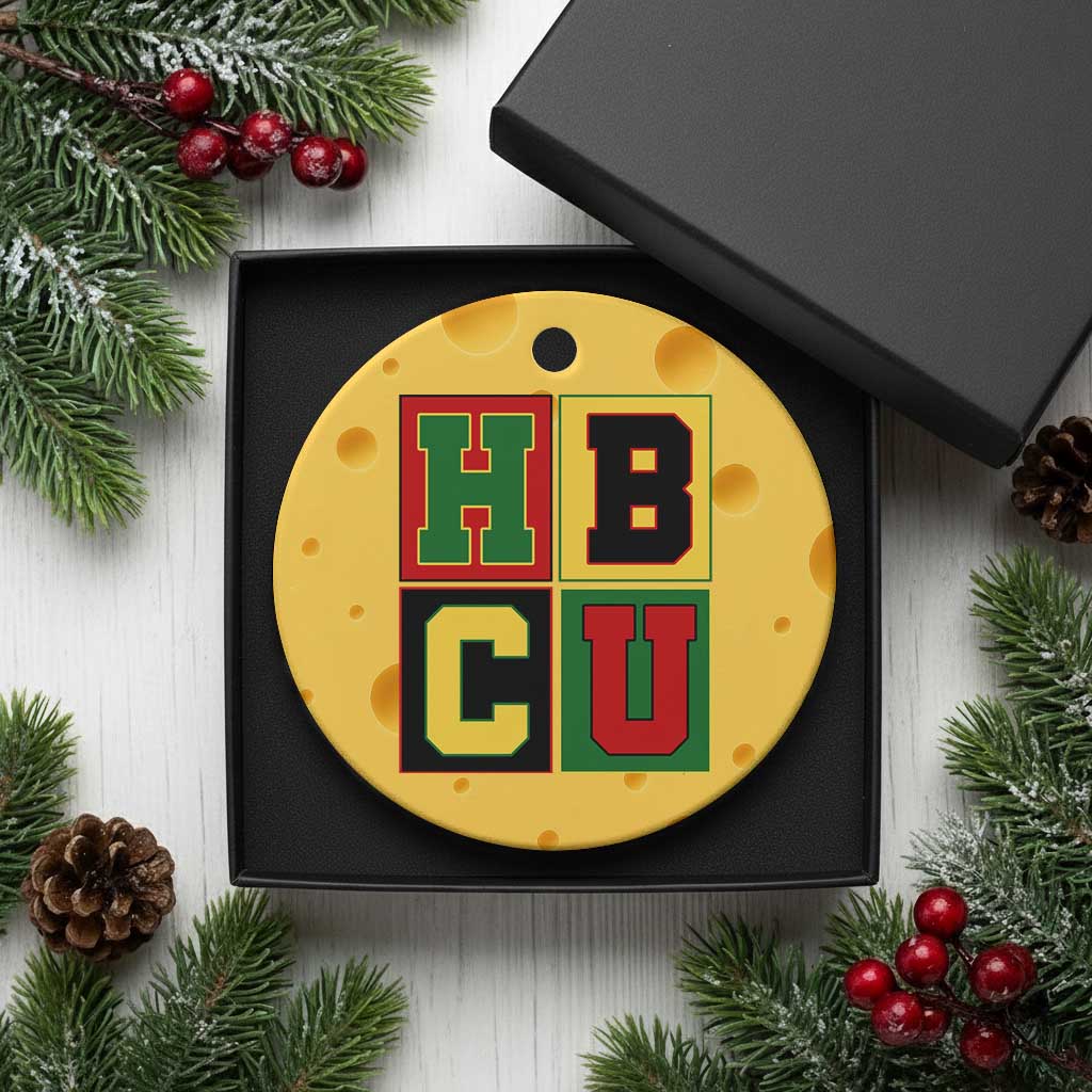 HBCU Block Letter Pride Graphic Ceramic Ornament College Support Statement Black Excellence TS02 1pc Yellow Cheese Print Your Wear
