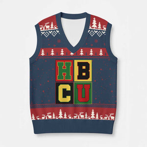 HBCU Block Letter Pride Graphic V-Neck Knit Sweater Vest College Support Statement Black Excellence TS02 Navy Red Print Your Wear